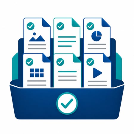 Curated Content Library on White Background