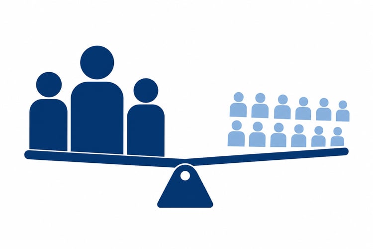 Sales Team Revenue Distribution on White Background