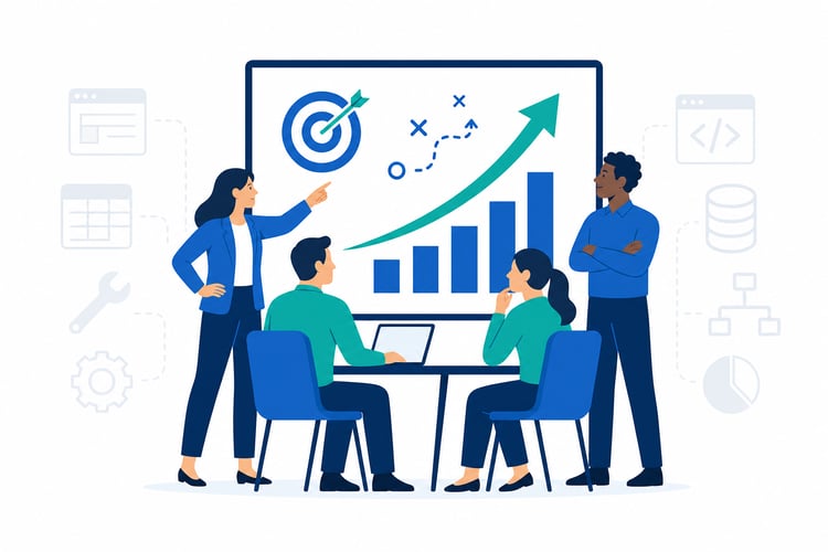Team Strategy in Focus on White Background